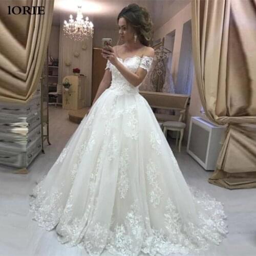 LORIE Sexy Robe de soiree Lace Wedding Dress 2020 Off The Shoulder Ball Gowns Bridal Dresses Lace Appliques Ivory Wedding Gowns