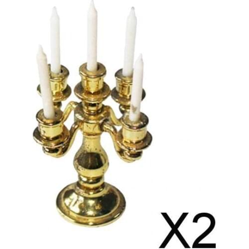 2x1:12 Scale Dollhouse Candle for BJD Room Handmade Decor Parts Golden