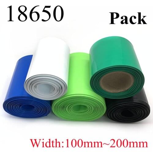 100mm ~ 200mm 18650 Lithium Battery Heat Shrink Tube Li-ion Wrap Cover Skin PVC Shrinkable Tubing Film Sleeves Insulation Sheath