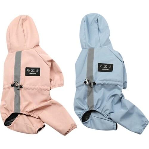 Dog Waterproof Reflective Rain Coat Hoodie Fashion Jacket Raincoat Slicker Jumpsuit Clothes Overall for Pet French Bulldog