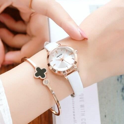 Korean style Lady Watch Shining dress Match Fashion Student Watch Simple Waterproof wrist watch with leather watchband
