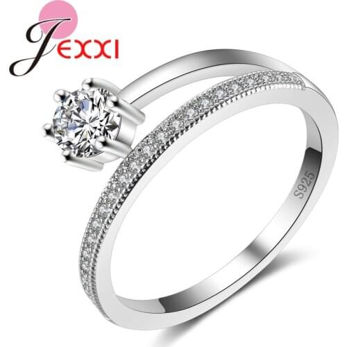 Latest Design Crystal Female Accessory Luxury 925 Sterling Silver Promise Rings For Women Girl Wedding Party Drop Shipping