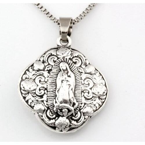 10pcs Virgin Mary Religion Zinc Alloy Charms Pendant Necklaces Travel Protection Pendants Necklaces 23.6inches Chains