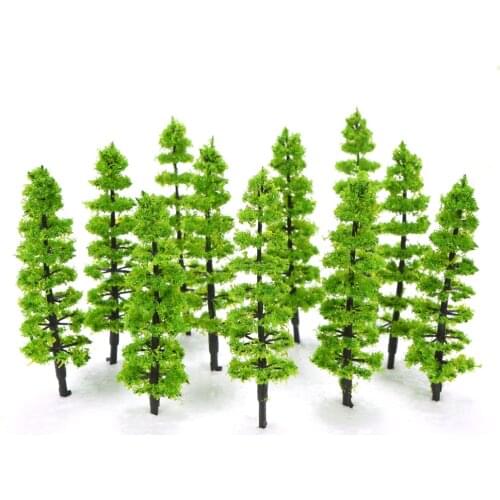 20pcs Mini Plastic Green Trees Scale Architectural Models Train Railroad Landscape Scenery Layout Garden Decoration Tree Toys