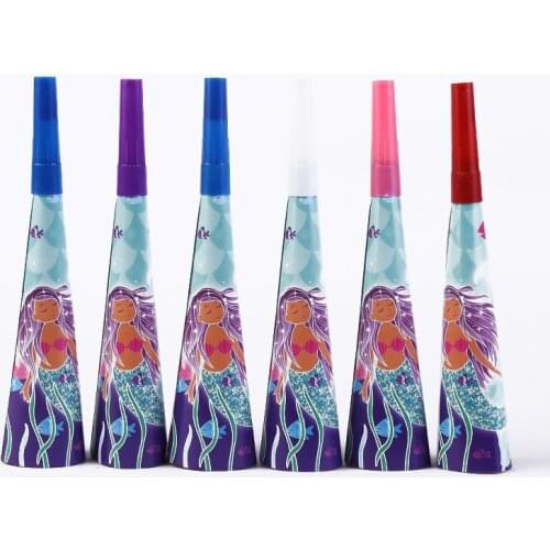6pcs/lot Blue Cartoon Little Mermaid Theme Horn Birthday Party Decroations Paper Noise Makers Under the Sea Theme Party Supplies