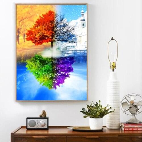 Diamond Painting 5D DIY HEALTH COTTON Colorful Tree Partial Special Tree Shaped Crystal Drill Tree Diamond Painting For Decor