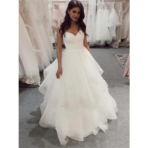 ANGELSBRIDEP Sweetheart Ball Gown Wedding Dresses Vestido De Noiva Sexy Backless Ruffle Floor-Length Formal Bride Dresses Hot