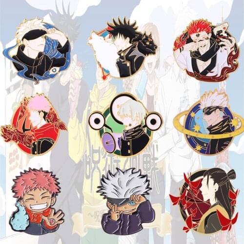 Anime Jujutsu Kaisen Brooch Pins Yuji Itadori Gojou Satoru Inumaki Toge Cartoon Badge Brooch Friends Kids Backpack Lapel Jewelry