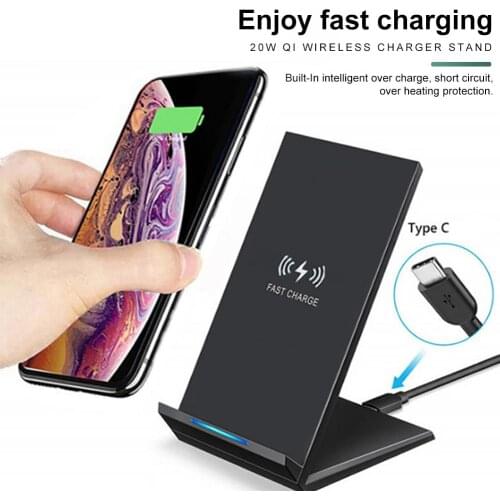 15W Qi Wireless Charger Stand For iPhone SE X XS MAX XR 11 Pro 8 Samsung S20 S10 S9 USB Type C Fast Charging Dock Station