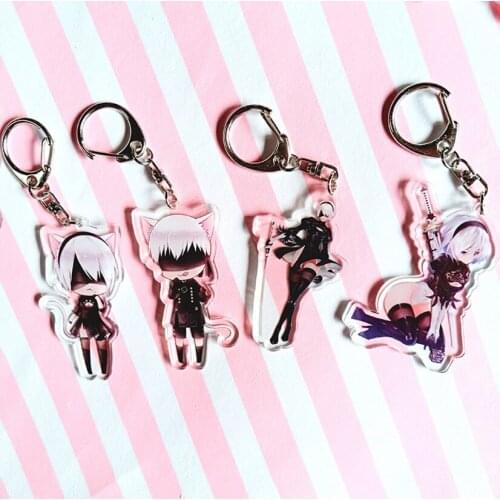 4 Pcs/lot Anime NieR Automata 2B acrylic Keychain key ring figure bag pendant toys gift