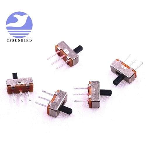 CFsunbird 10Pcs Interruptor on-off mini Slide Switch SS12D00 SS12D00G4 3pin 1P2T High quality toggle switch Handle length:4MM