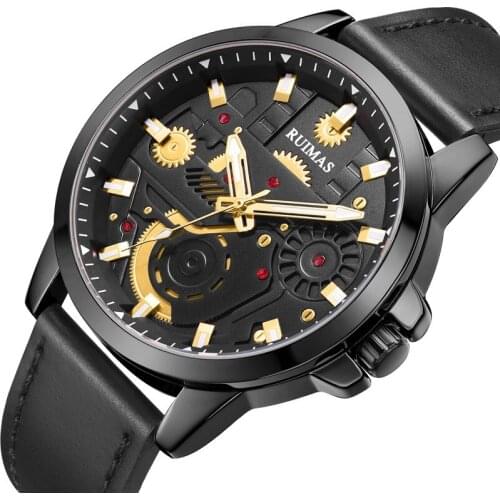 MEGIR RUIMAS Military Sports Watches Men New Top Brand Quartz Watch Waterproof Leather Strap Wristwatch Relogio Masculino 307