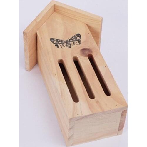 Wooden Butterfly House with Line Drawing for Ladybugs Ladybirds Garden Decor