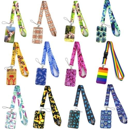 Fashion Lanyards ID Badge Holder Bus Pass Case Cover Slip Bank Credit Card Holder Strap Card Holder Gifts