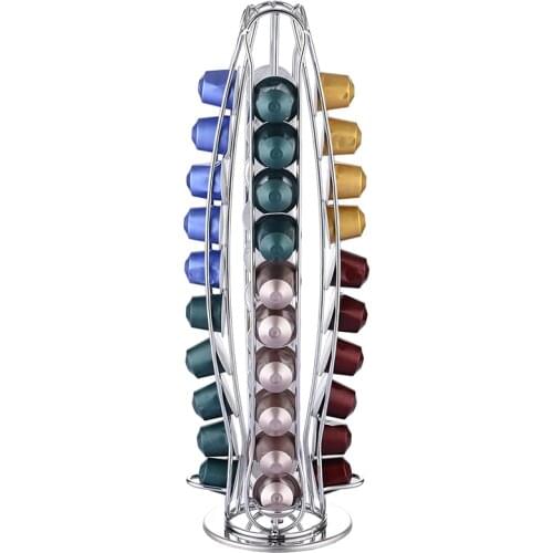 Nespresso Pod Holder Rotatable Display Storage 40 PCS Capsule Metal Stand Rack 2020 Plating Stainless Curve Rotate Coffee Rack