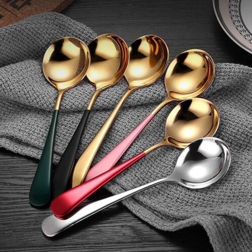 304 Stainless Steel Dessert Spoon Creative Ice Cream Honey Spoon Funny Coffee Teaspoon Kitchen Gadget Golden Painted Decoratione