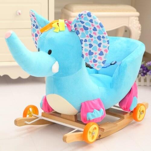 Childrens Rocking Horse Ride on Animal Toys Dual-purpose Baby Rocking Chair with Music Baby Bouncer Wheelchair Stroller 5M~4Y