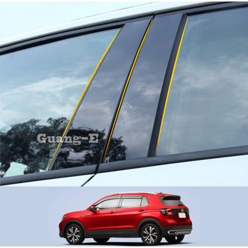 For Volkswagen VW T-Cross TCross 2019-2022 Car PC Material Pillar Post Cover Door Trim Window Piano Black Molding Sticker
