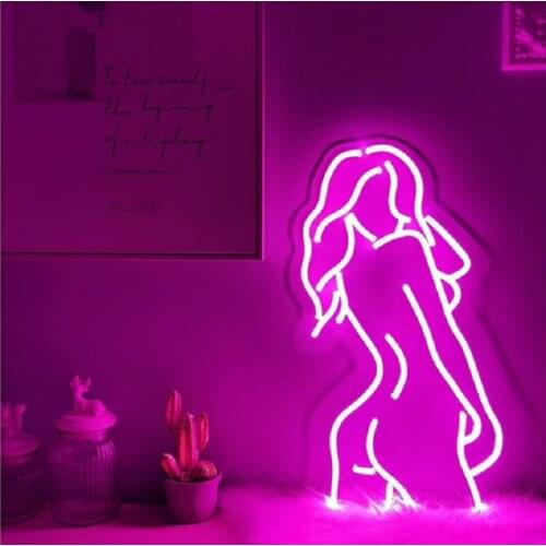 Aesthetic Sexy Lady Elegant Nude Girl Led Neon Light Sign For Home Room Wall Decor Kawaii Anime Cute Bedroom Decoration Mural