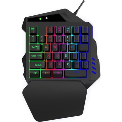 V500 35 Keys RGB Left Hand Gaming Keyboard Analog Controller Input One-Handed Game Controller LED Backlight Keycaps