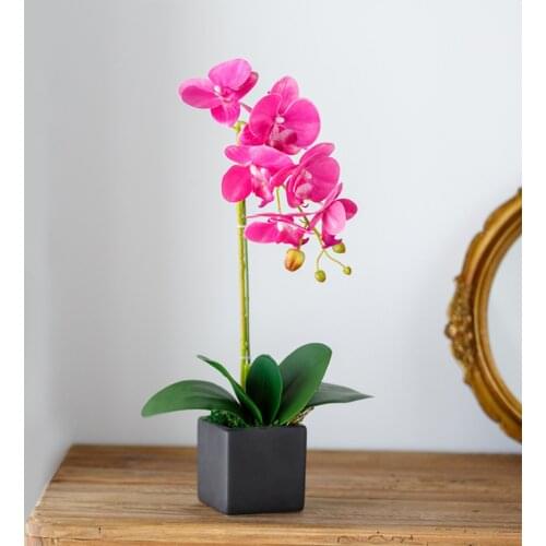 Artificial Orchids Plants with Vases Artificial Phalaenopsis Orchids for Decoration Home Office XH8Z