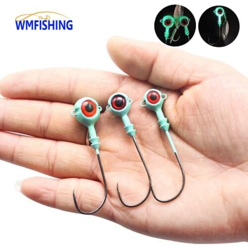 10Pcs Big Eyes Jig Head Hook 6g-12g Carbon Steel Round Head Fishing Hooks With Treble Hooks Spinner Bait Soft Worm Assist Hook