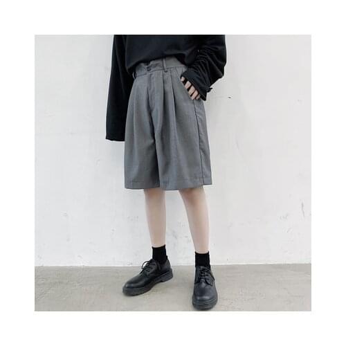 Summer two-button casual five-point Pants low-crotch pants fashion Japanese loose simple straight-tube shorts in the pants