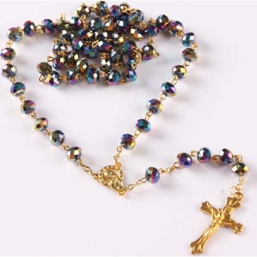 Hot Sell Mens Rosary Pendant Necklace Charms Black Bead Chain Beckham For Men Fashion Jewelry