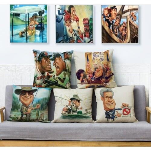 Locke Funny Humor Cartoon Print Cushion Cover 45*45cm Beige Linen Pillow Covers Throw Pillows Cases Sofa Home Decor Pillowcase