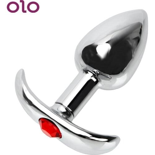 OLO Metal Anal Plug Stainless Steel Butt Plug Crystal Jewelry Sex Toys for Women Men Erotic Prostate Massager Butt Stimulation