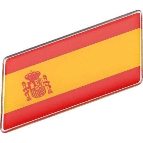 Rectangular Styling Spain National Emblem Spanish Flags Car Stickers 63X30mm