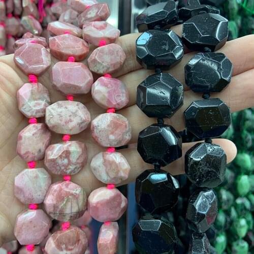 Natural Rhodonite Tourmaline Stone Beads 15'' Irregular DIY Loose Beads For Jewelry Making Women Men Beads Necklace Gift
