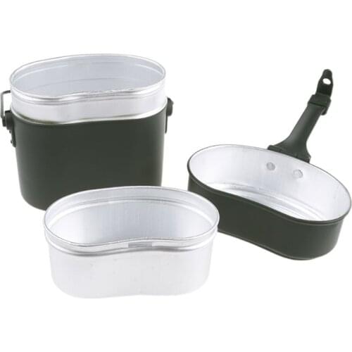 Germany Military Green 3pcs in 1 Camping Cookware Cook Set Hiking Survival Bento Lunch Boxes Pot/Bowl