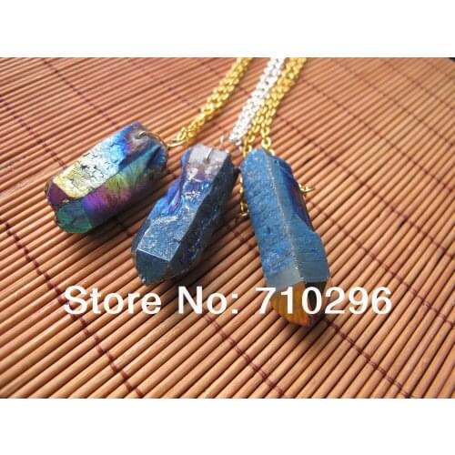 Blue Quartz Point Necklace Natural Quartz necklace 4pcs/lot
