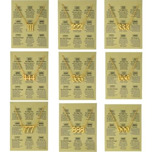 Angel Number Necklace 111 222 333 444 555 666 777 888 999 Old English Numerology Number Necklace Gold Minimalist Pendant