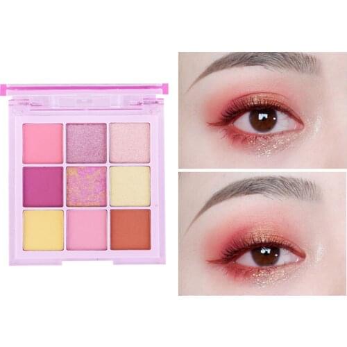 9 Color Eyeshadow Palette Pearlescent Diamond Glitter Sequined Earth Color Matte Powder Waterproof Eye Makeup Eyeshadow