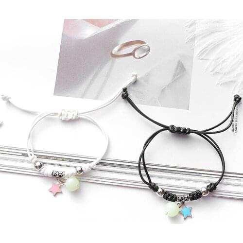 Fashion Braiding Couple Bracelet for Men Women Star Crown Tower Charm Bracelets Hand Rope Lovers Gifts Adjustable 2pcs/set