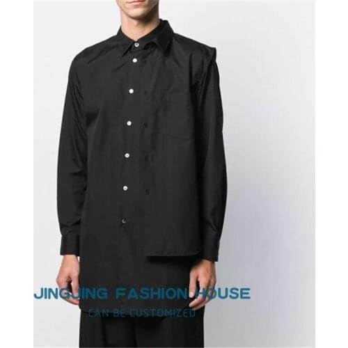 S-6XL!!2020 New Japanese trend mens loose long-sleeved shirt spring and summer vacation two hair stylist youth shirts