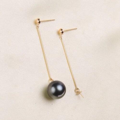 Exquisite Popular 18K Yellow Gold Earrings Mountings Settings AU750 Jewelry Findings for Pearls