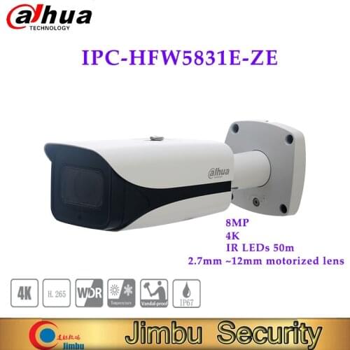 Dahua international version 8MP WDR IR Bullet Network Camera IPC-HFW5831E-ZE 2.7mm ~12mm motorized lens 4K video surveillance