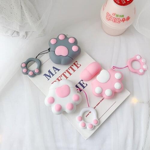 Cute Cartoon Paw Wireless Earphone Case For Apple AirPods 2 Silicone Charging Headphones Case for Airpods Protective Cover