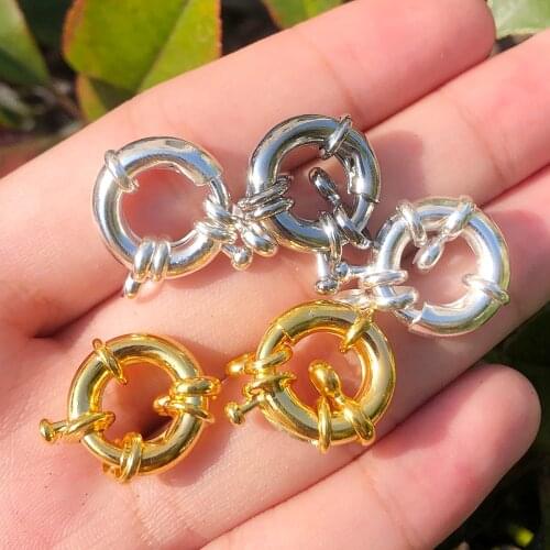 Gold Color Sailor Clasps Connector Fit Charm Bracelets End Clasps DIY Jewelry Making Findings Round Clavicle Necklace 11/13/15mm