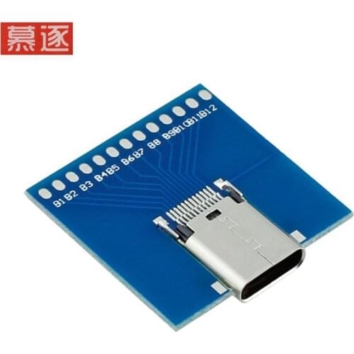 Standard USB-C USB 3.1 Type C Female Soldering Test Socket PCBA Board Adapter 10Gbps Type-C Welding testing PCB Full 24 pin