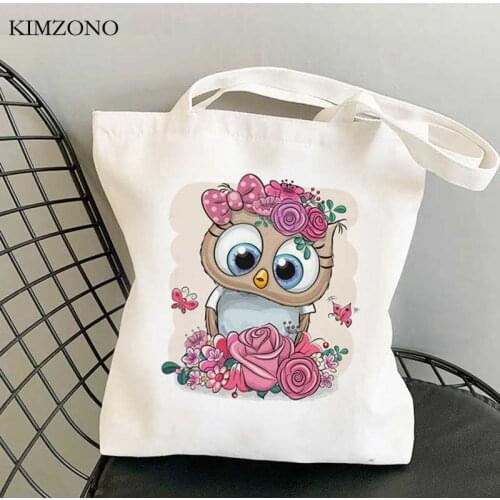 Owl shopping bag tote shopper shopper eco shopping bolsas de tela bag woven foldable bolsas reutilizables shoping sac toile