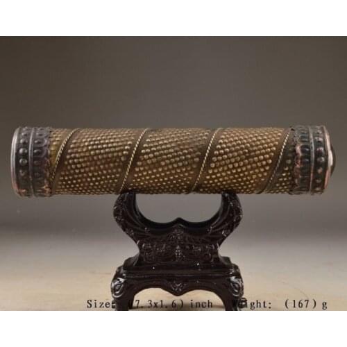 TIBET OLD RED COPPER CARVING BUDDHA 8 BLESSING KALEIDOSCOPE DECORATION