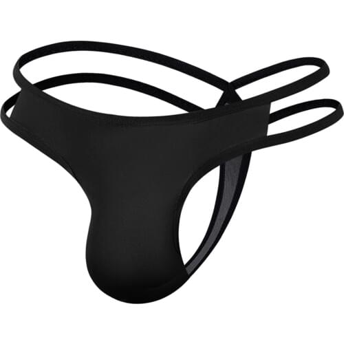 New Fashion Brand Solid Ice Silk Thongs Male Gay Underpants Men Transparent Breathable Low-rise G-strings Lingerie Panties