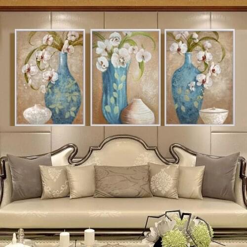 Modern Printing triple painting bottle vase Fu rich painting tree living room dining room bedroom home decorative painting