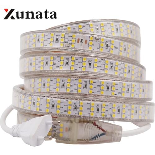 2835 LED Strip Waterproof IP67 276 LEDs/m Three Row 120LEDs/m White /Warm White Flexible Tape Ribbon LED Light Strip 220V 1m-20m