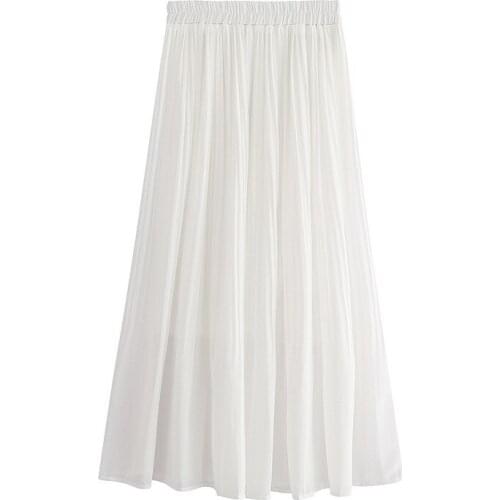 Casual Elegant Skirt Womens Clothing 2021 Harajuku Solid High Waist Female Temperament Streetwear Korean Pleated Midi Skirt