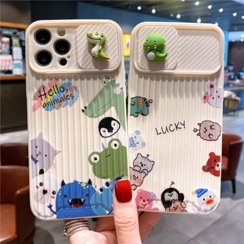 Cute Animal Monster Protection Phone Case For iPhone 12mini 11 Pro Max 7 8 plus X XR XS Max SE2 Cover Funny Cartoon Soft Funda